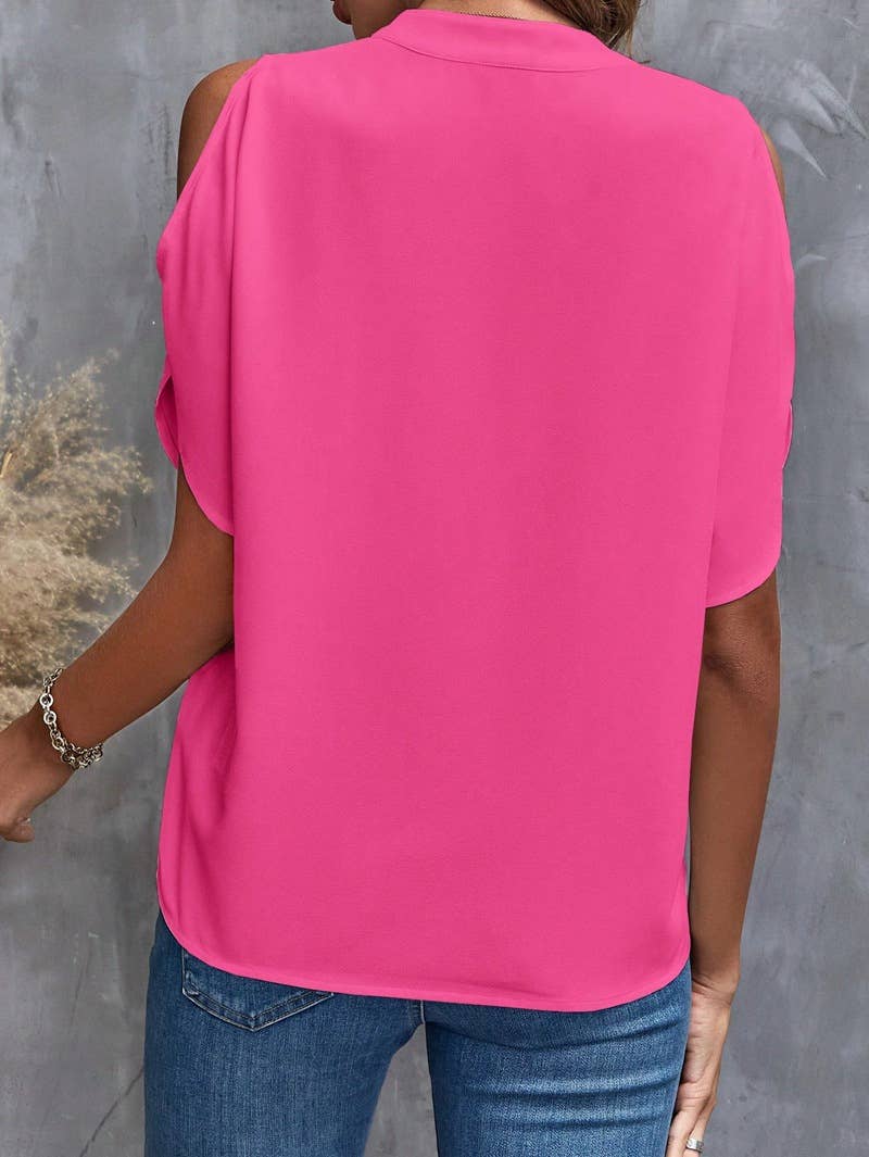 V-NECK FASHION SLEEVED BLOUSE