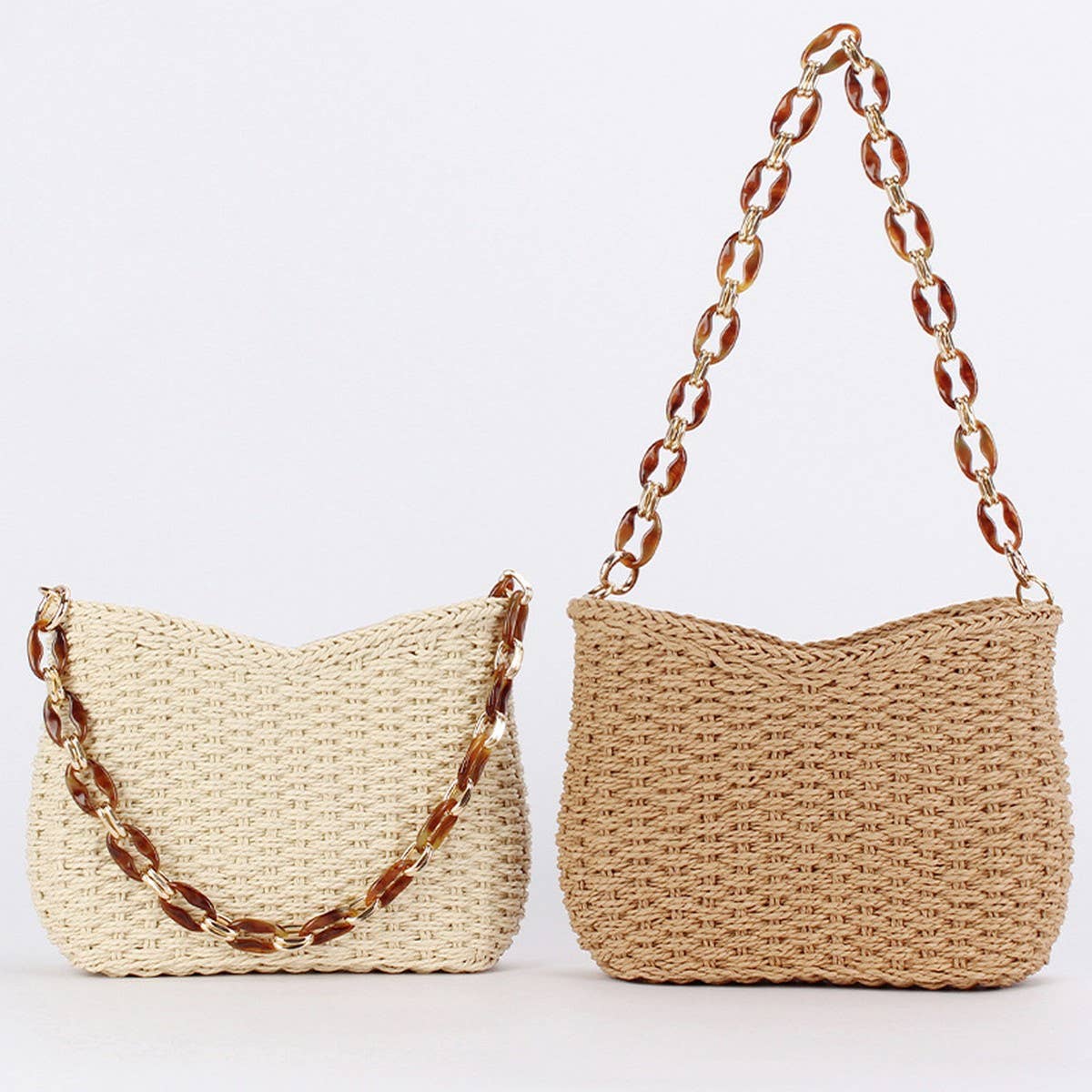 FASHIONABLE AND SIMPLE SOLID COLOR STRAW BAG_CWAB4702