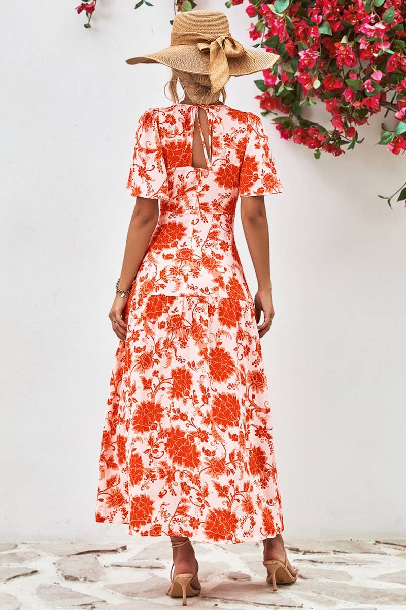 HOLLOW OUT BIND SHORT SLEEVED DRESS_CWDMD1211