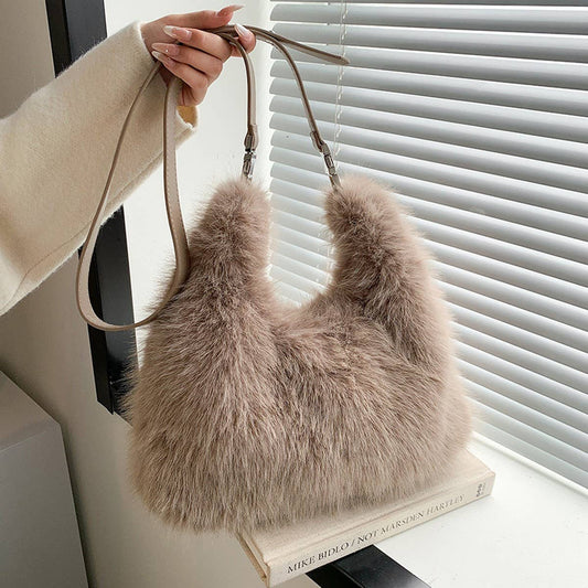 WINTER FAUX FOX FUR PLUSH SHOULDER CROSSBODY BAG_CWAB3978
