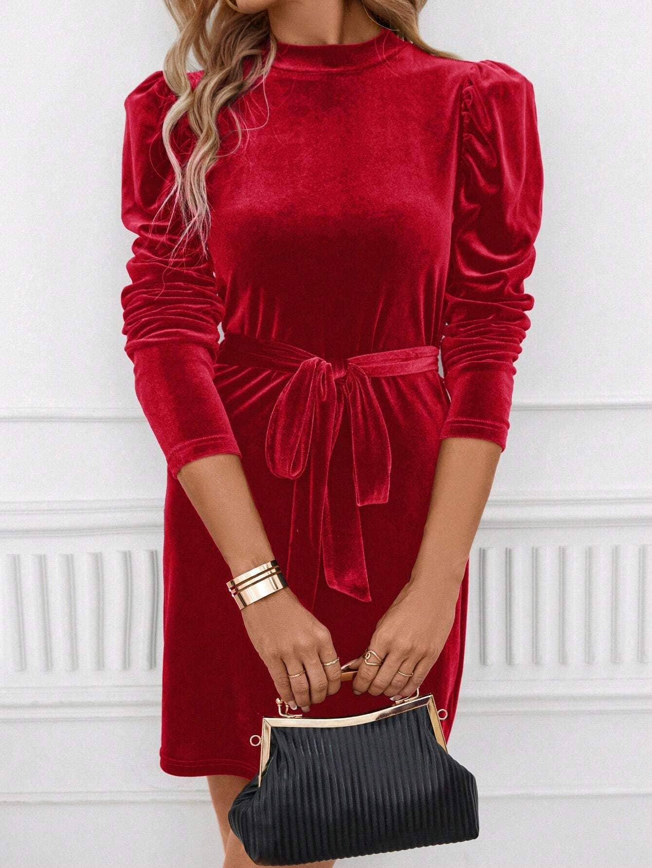 VELVET ELEGANT LACE-UP FANNY PACK HIP SKIRT