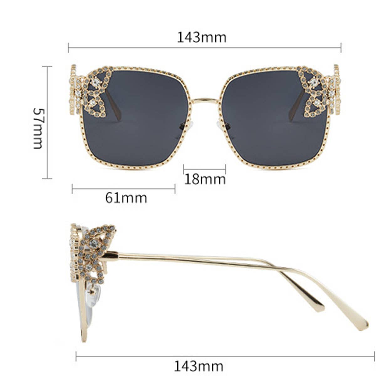 Luxury Rhinestone Butterfly Frame Sunglasses