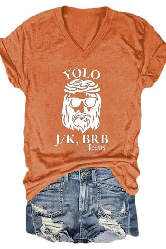 Cwtts1058_Letter Printed V Neck Casual Short Sleeved T Shirt