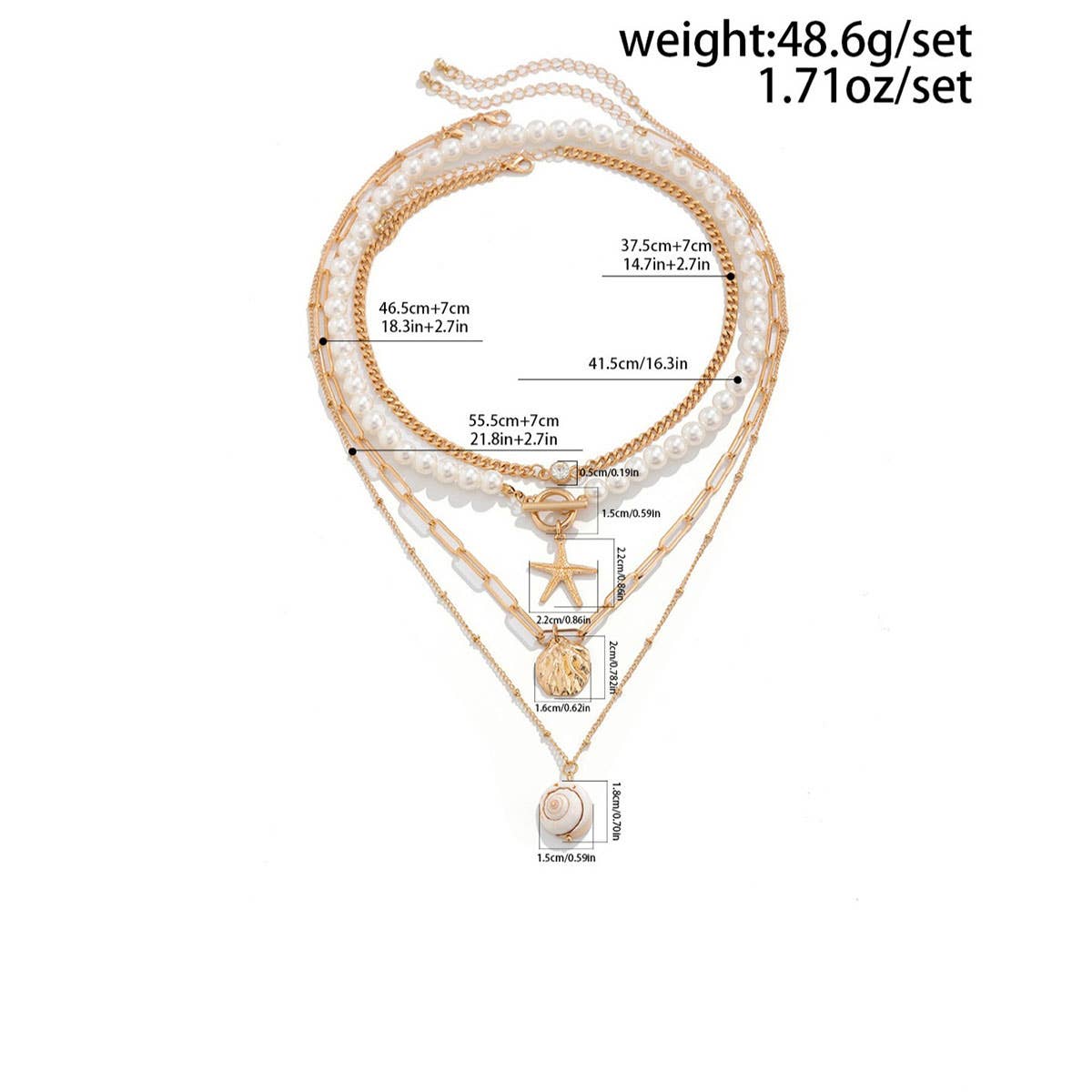 VINTAGE HOLIDAY BEADED STARFISH SHELL NECKLACE