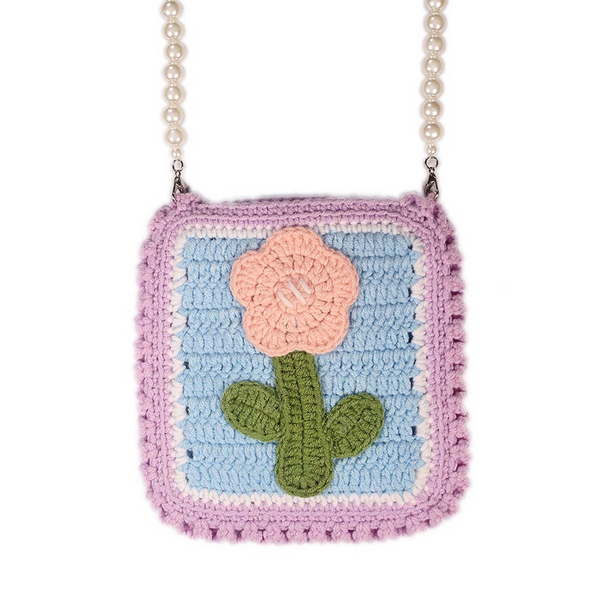 HAND-WOVEN NICHE PEARL CHAIN SMALL SQUARE BAG
