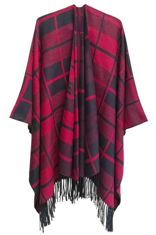 PLAID PATTERN FASHION SHAWL WRAP_CWASC0021