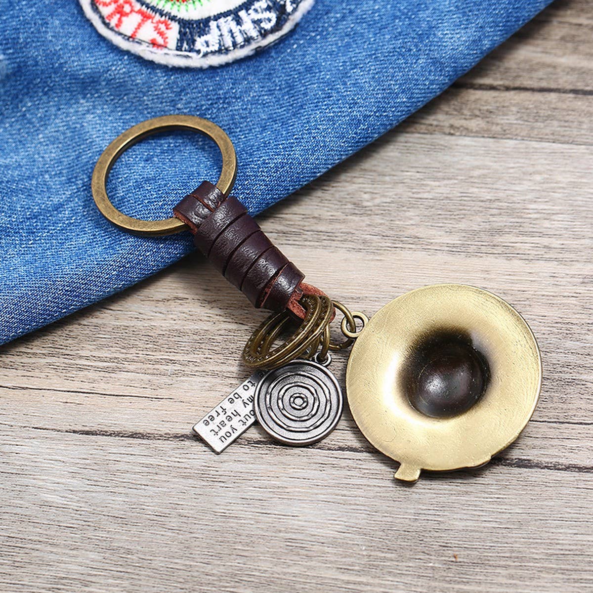 RETRO CREATIVE SMALL GIFT HAT COWHIDE KEYCHAIN_CWMM5033