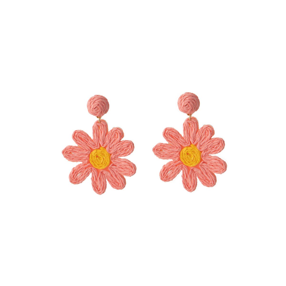 Vacation style raffia woven flower earrings