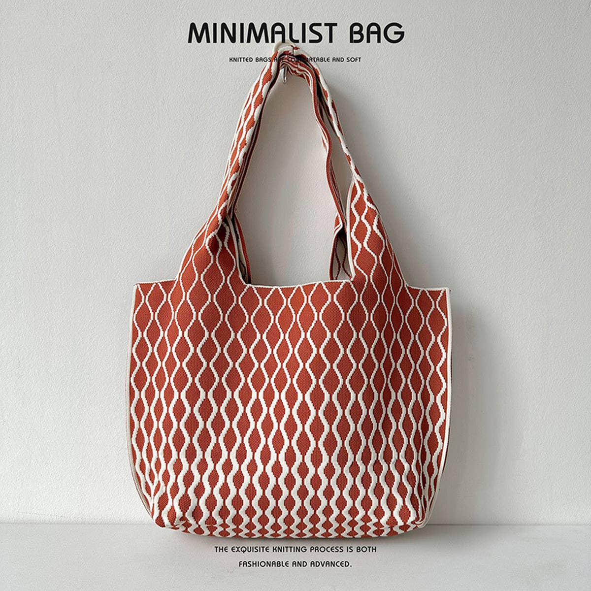 WOMEN FASHION PLAID KNITTED SHOULDER HANDBAG_CWAB1515