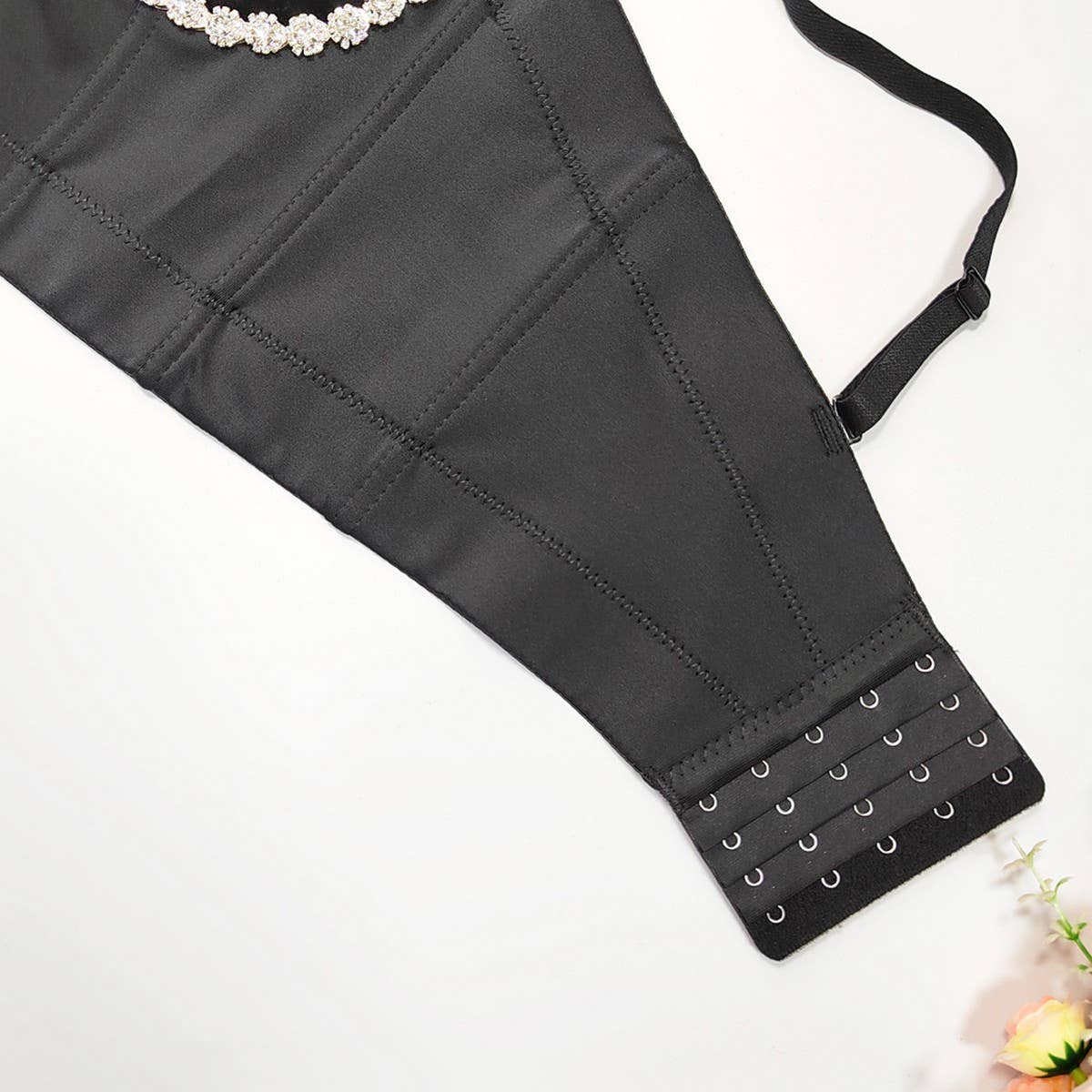 HIGH-END HERRINGBONE BRA WITH RHINESTONE WAIST