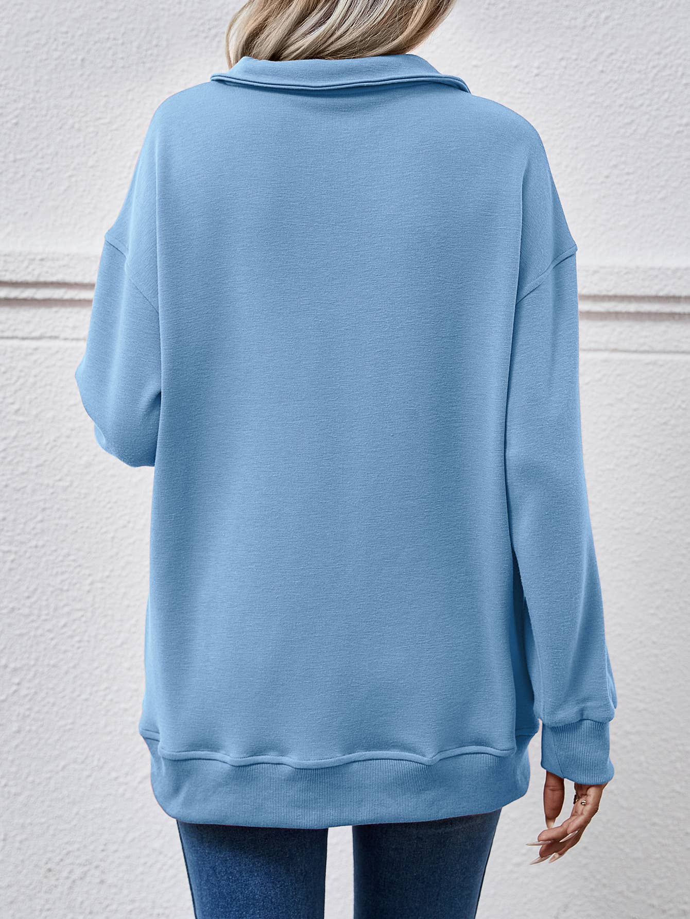 Lapel long-sleeved loose fleece sweatshirt