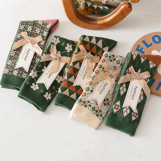 Geometric pattern fall/winter Christmas gift socks