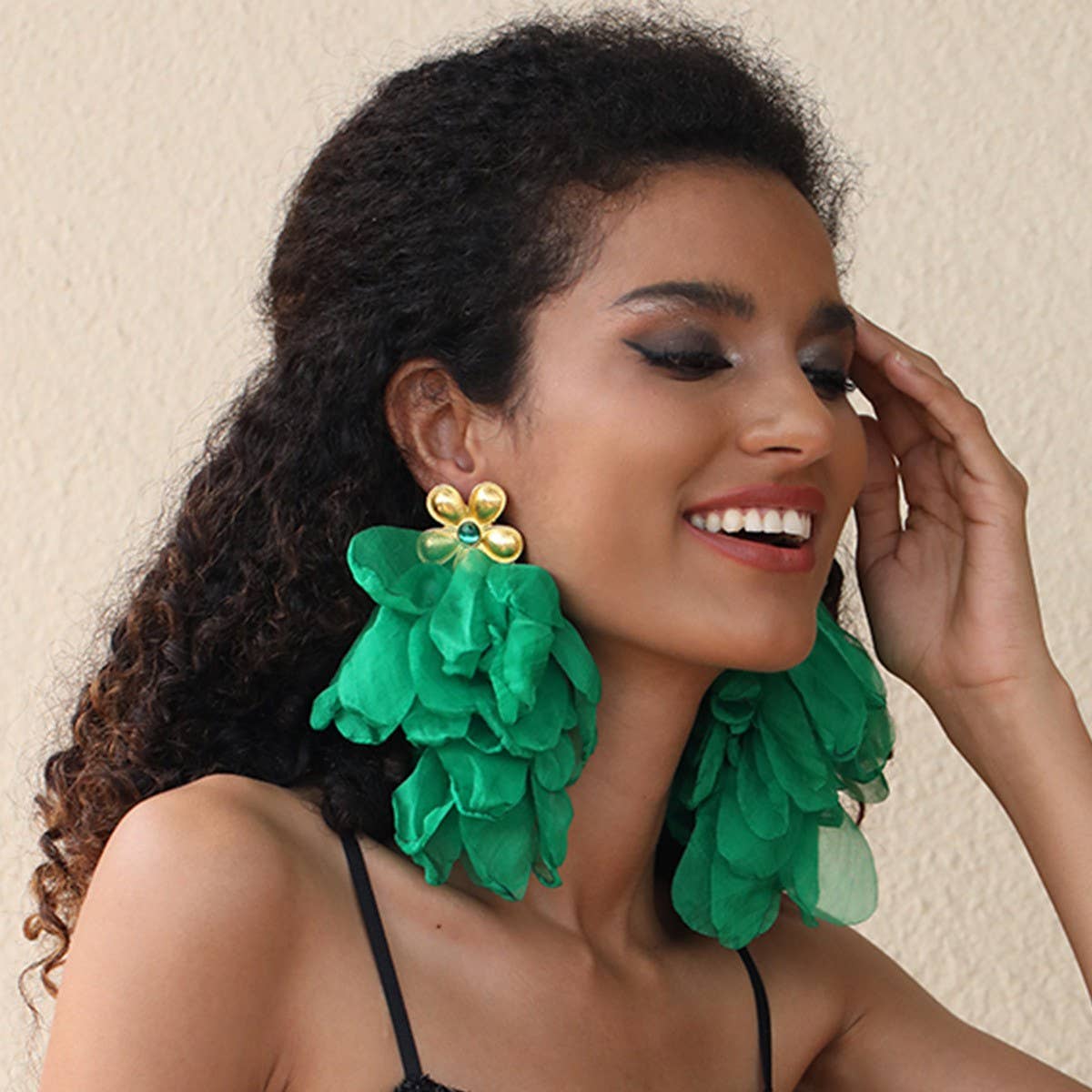 Handmade Floral Tassel Earrings Statement Drop