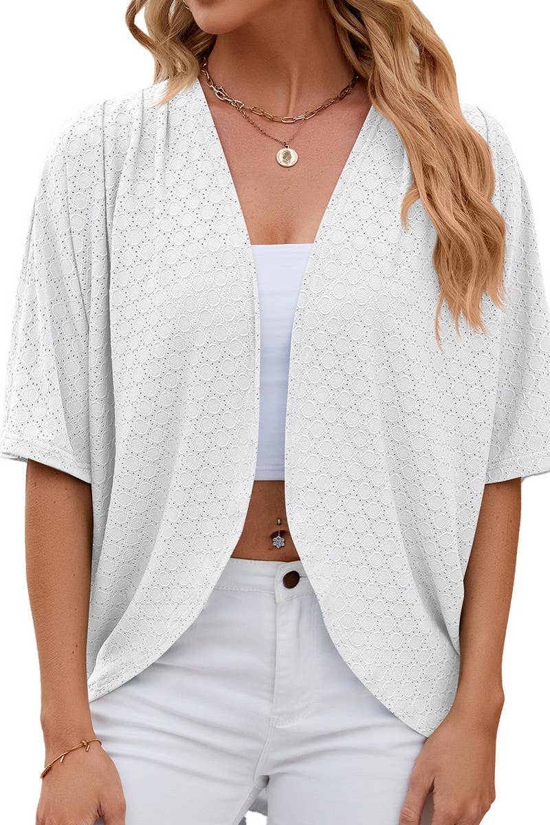 SOLID COLOR CIRCLE SHORT SLEEVE CARDIGAN_CWOCAS0017