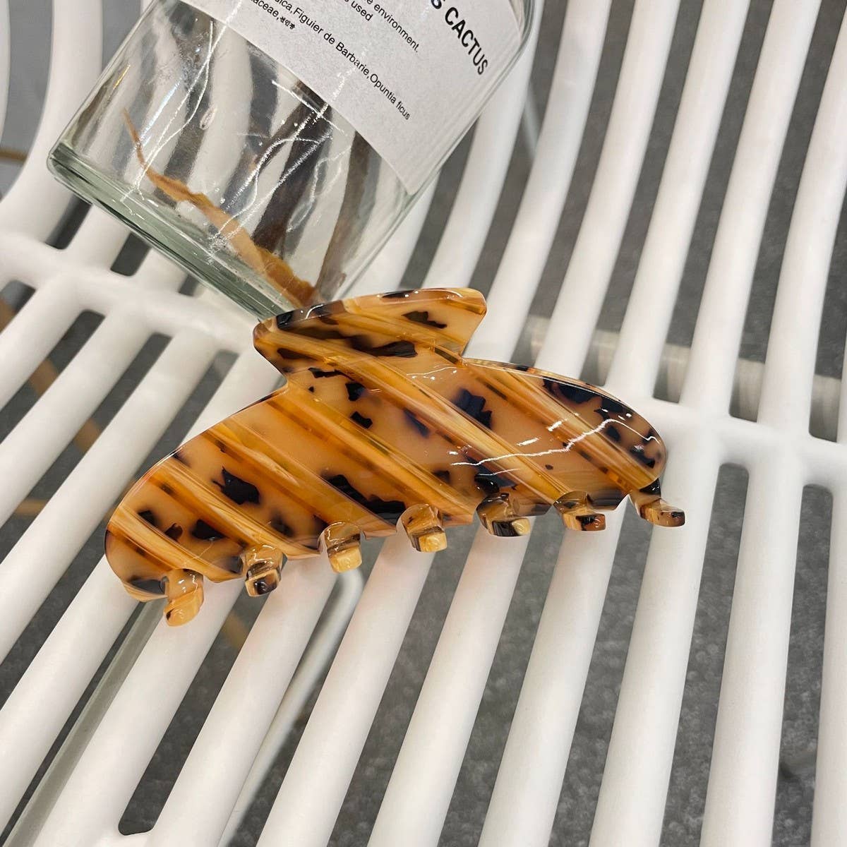 Wood Grain Acetate Hair Claw Color Stripe Clip_CWAHA2154