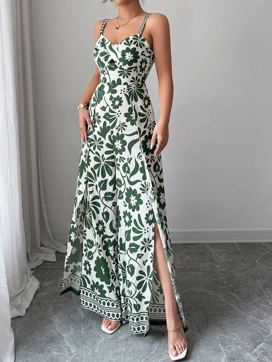 Elegant Twist Knot Printed Wide Leg Jumpsuit
