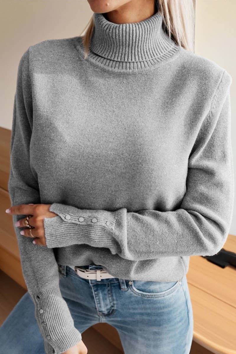 CWOSWL07458_TURTLENECK BUTTON-DOWN PULLOVER SWEATER