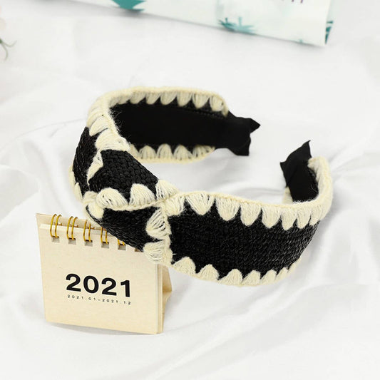 RAFFIA SIMPLE COLOR-BLOCKED KNOTTED HEADBANDS_CWAHA1160