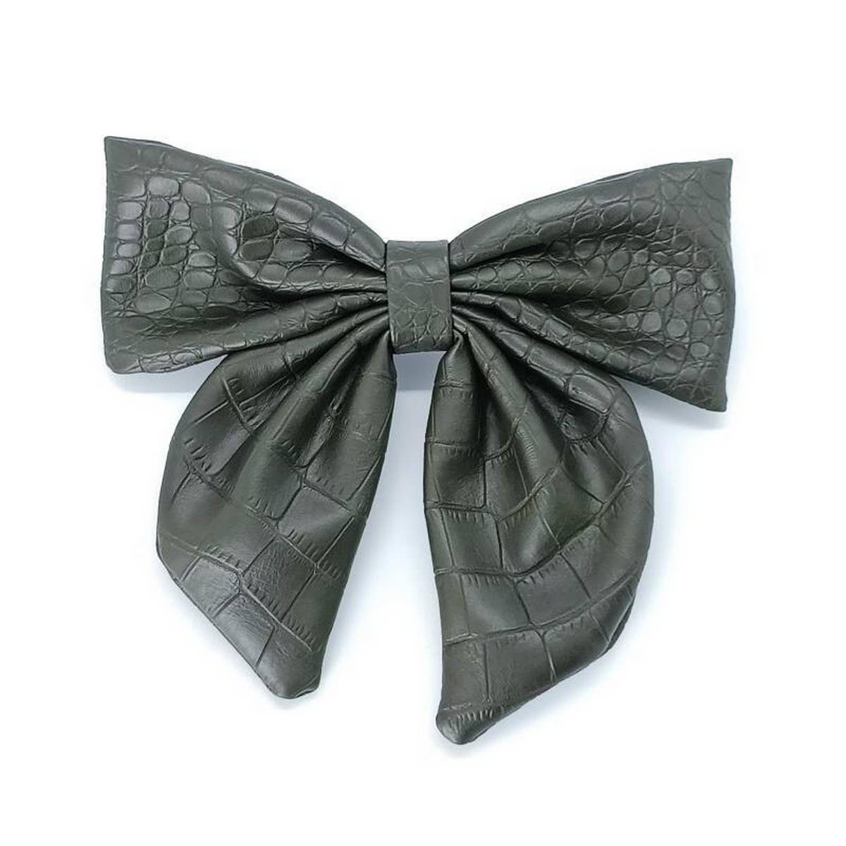 Elegant Croc PU Leather Bow Hair Clip