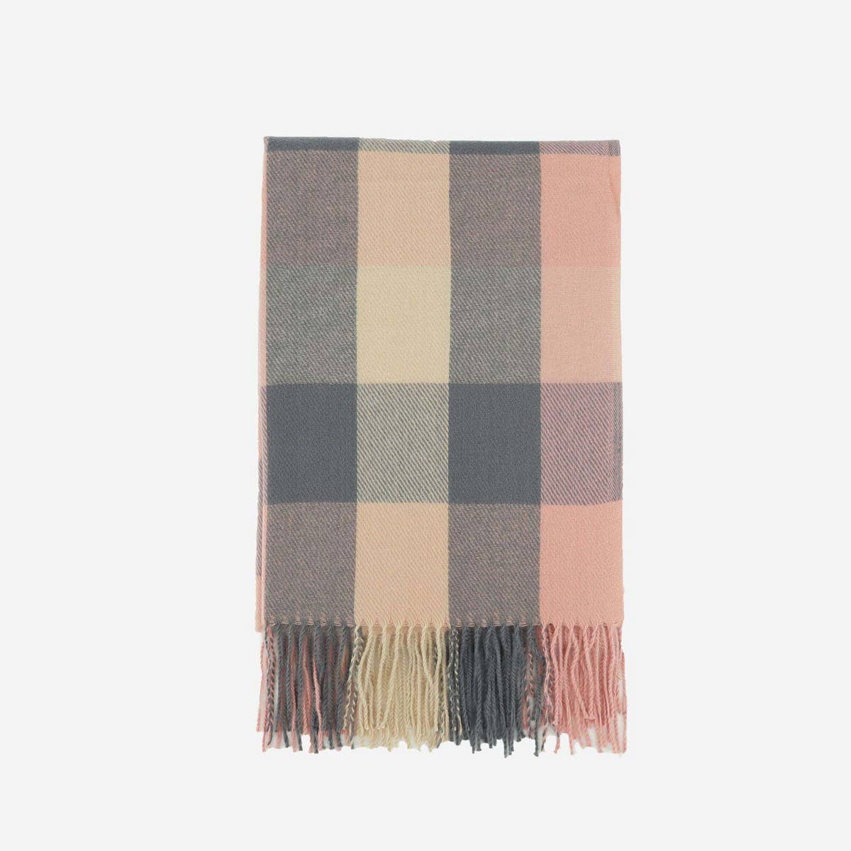 Faux Cashmere Plaid Scarf with Tassels for Men