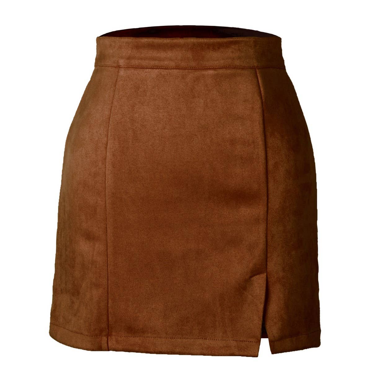 SUEDE HIP-HUGGING MINISKIRT HIGH WAIST ZIPPER SKIRT_CWAB4796