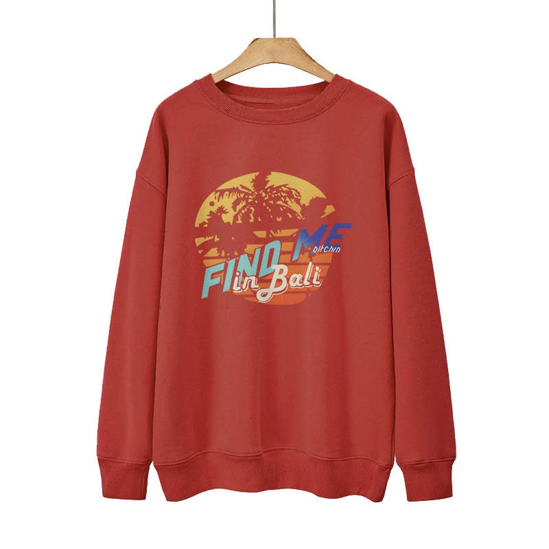 Find me in bali letterprint Loose basic hoodie