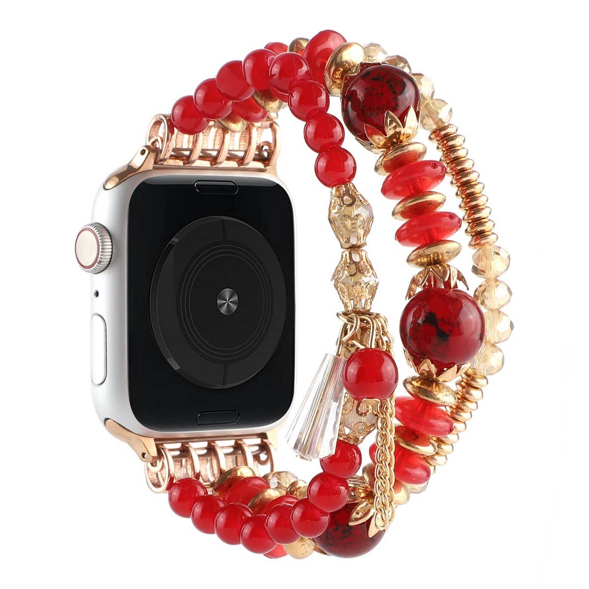 APPLE WATCH 7-1 THREE-ROW PEARL ELASTIC STRAP_CWASC1563