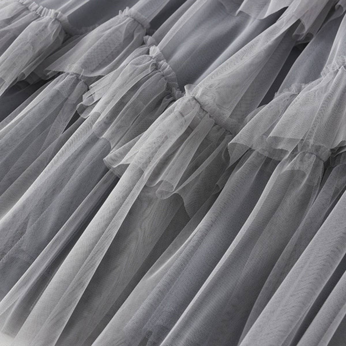 Tiered Tulle Patchwork Flared Maxi Skirt