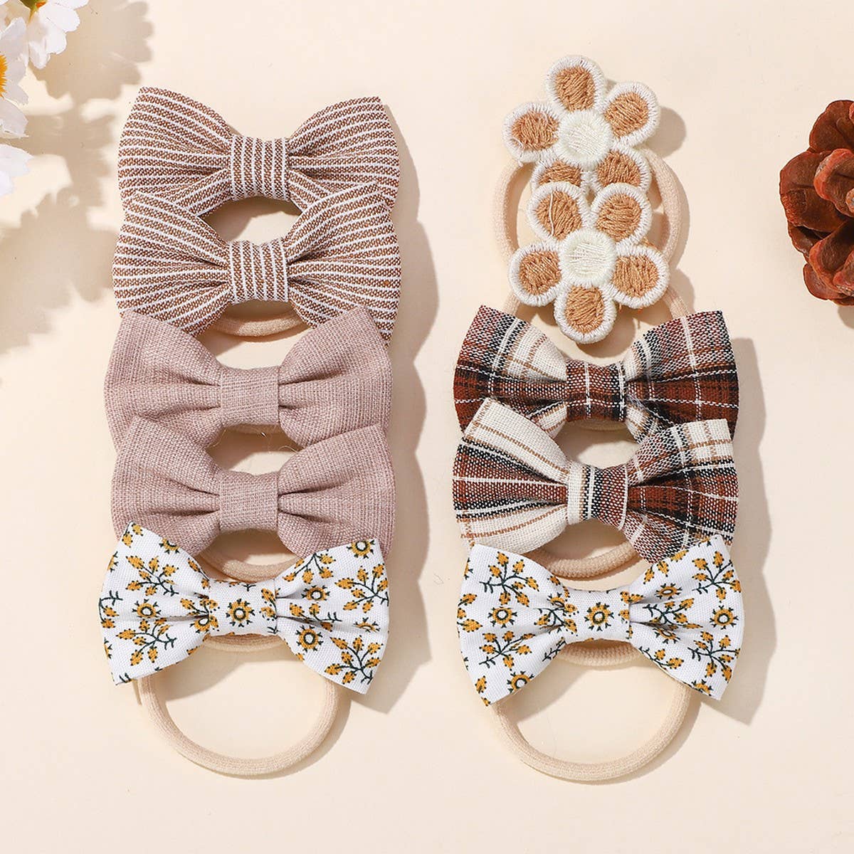 Double Bow Hair Clips Set with Pearls for Girls