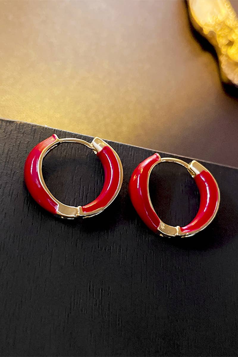 RED HOOP RING EARRINGS_CWAJE0325