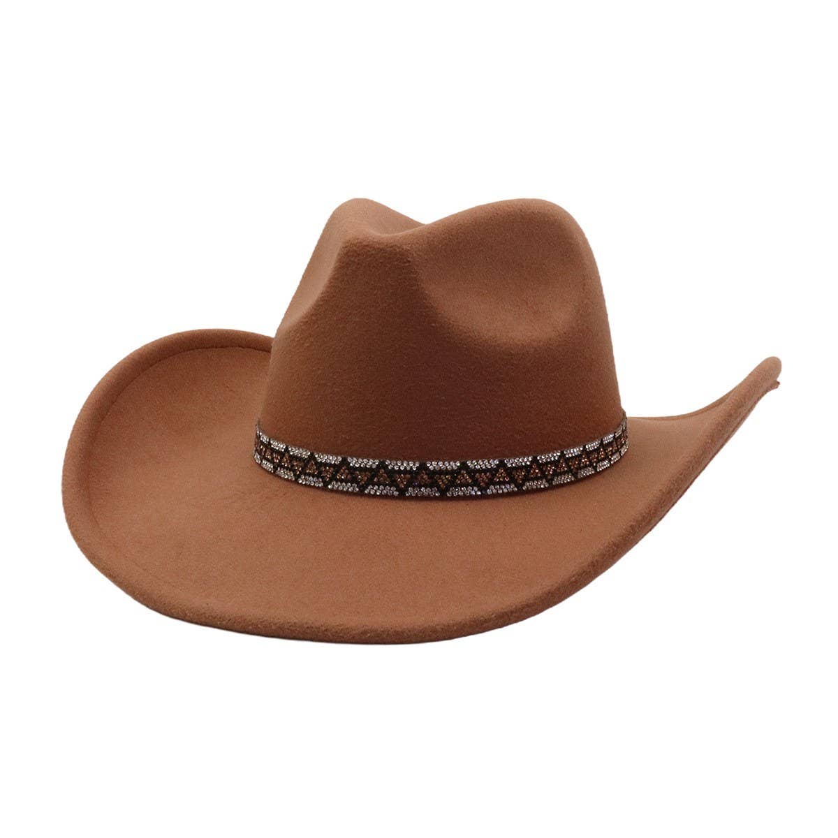 Western Ethnic  Felt Cowboy Fedora Hat_CWAH04406