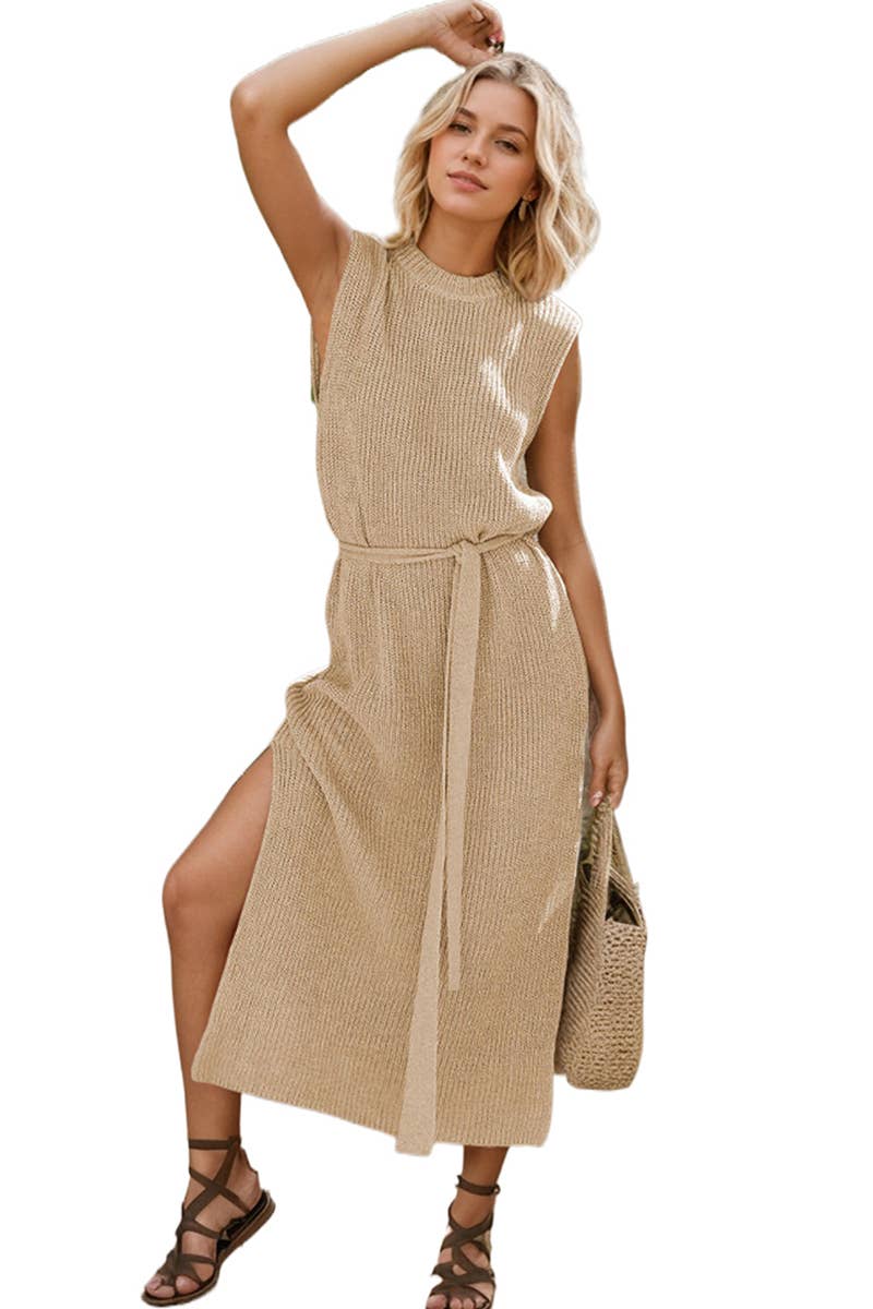 CWDMD4452_NEW ROUND NECK FASHIONABLE KNITTED DRESS