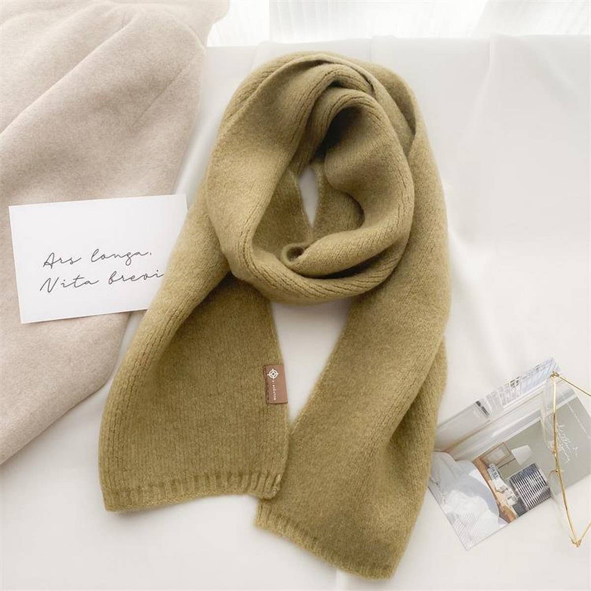 Soft Knit Neck Scarf - Faux Cashmere Winter Wrap_CWASC1260
