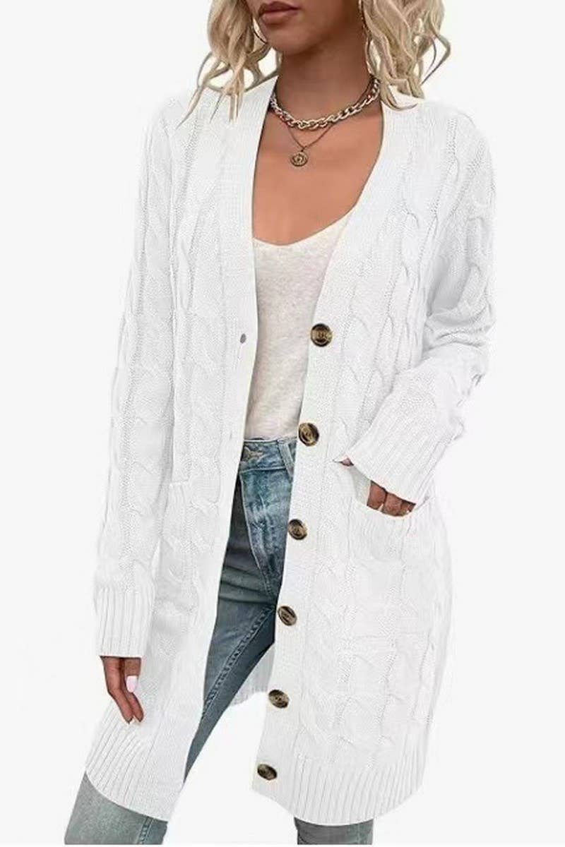 CWOCAL00832_SINGLE-BREASTED CASUAL KNITTED CARDIGAN JACKET