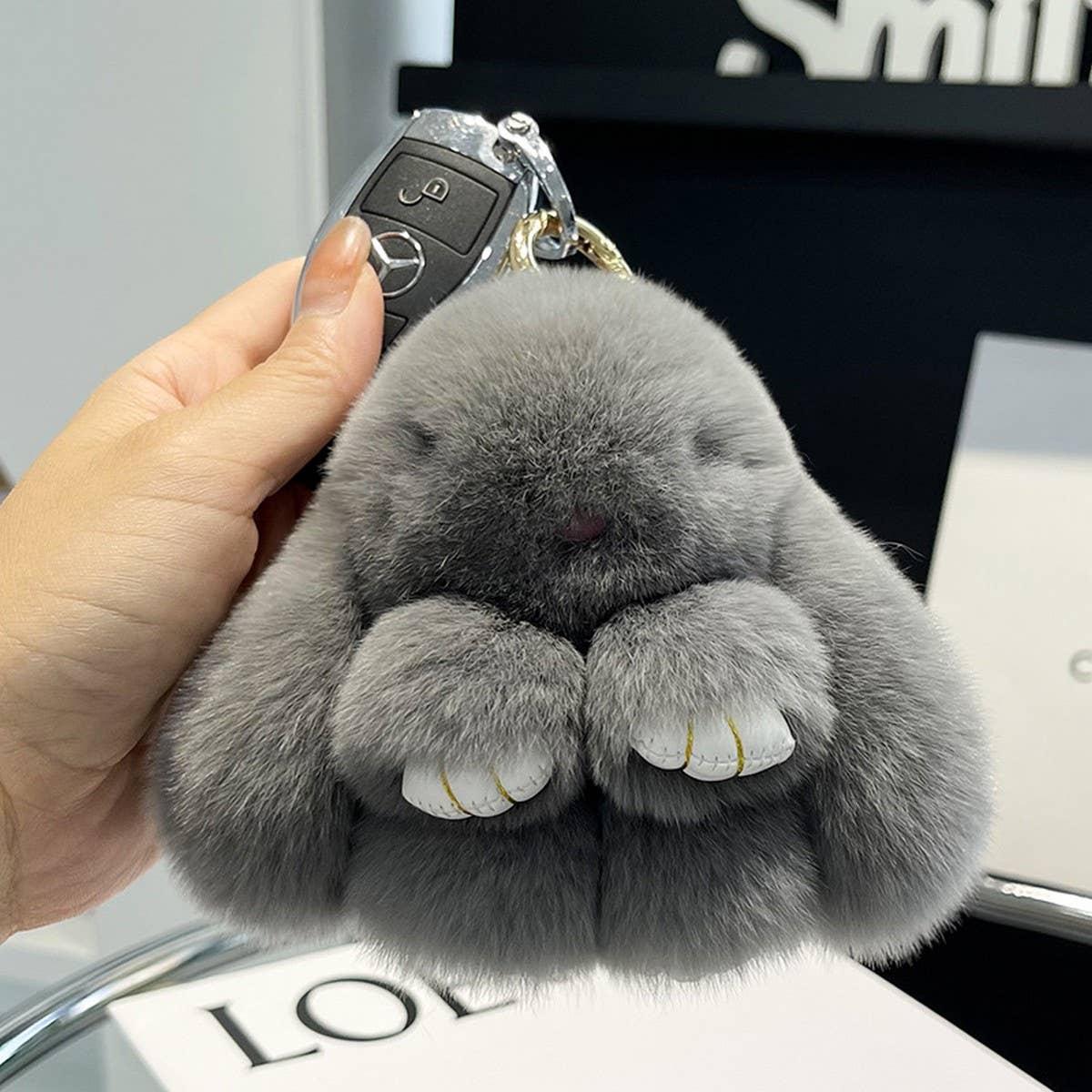 NEW MINI CUTE PLUSH BUNNY CAR KEYCHAIN PENDANT