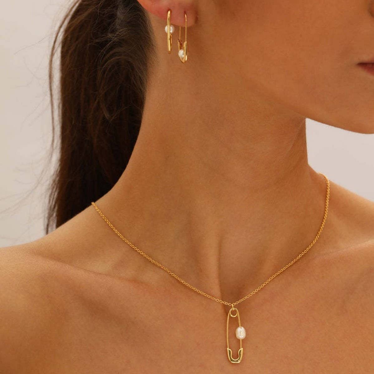 Copper Gold Freshwater Pearl Pin Earrings