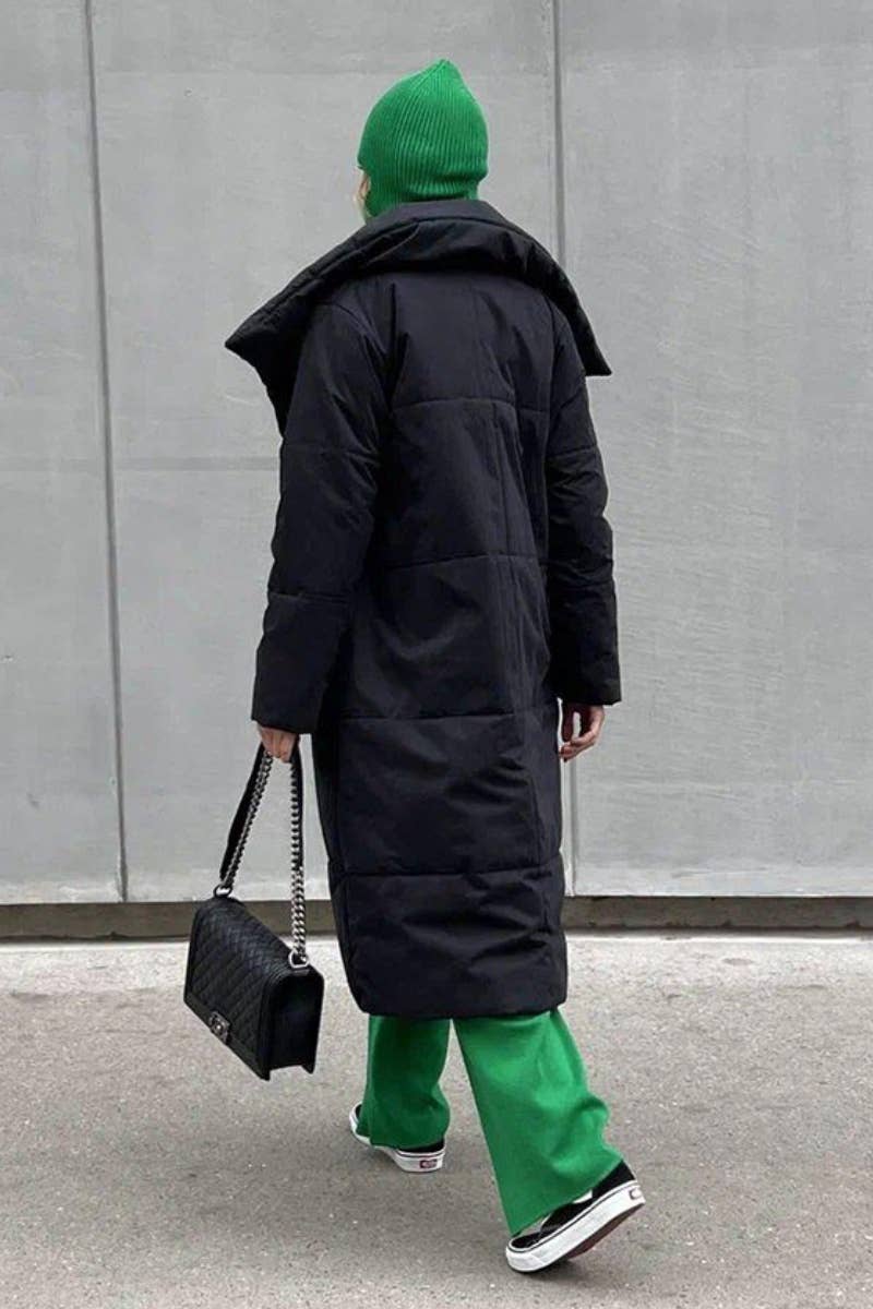 CWOCO0369_STAND COLLAR LONG SLEEVE LONG COTTON-PADDED COAT