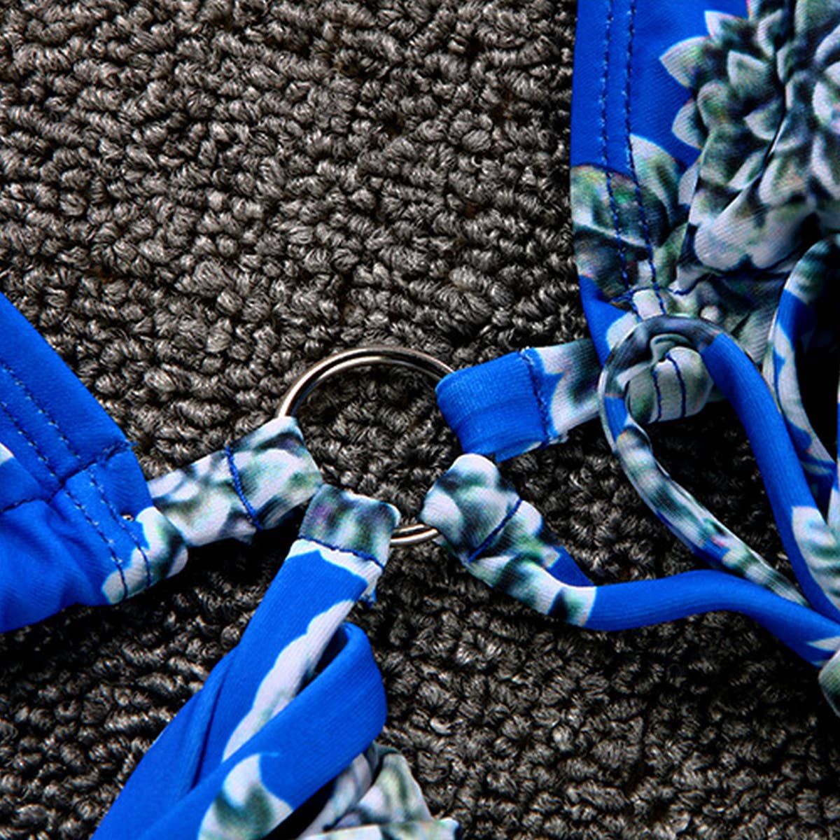 NEW SEXY THREE-RING STRAP PRINTED SWIMSUIT