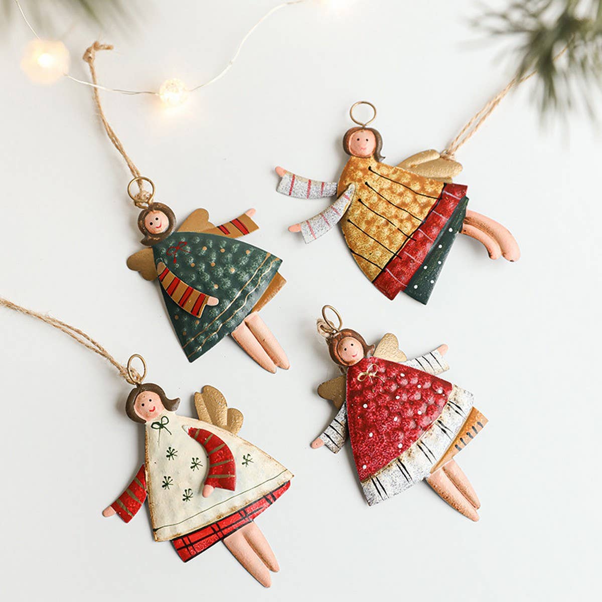 Rustic Iron Angel Santa Snowman Tree Hanging