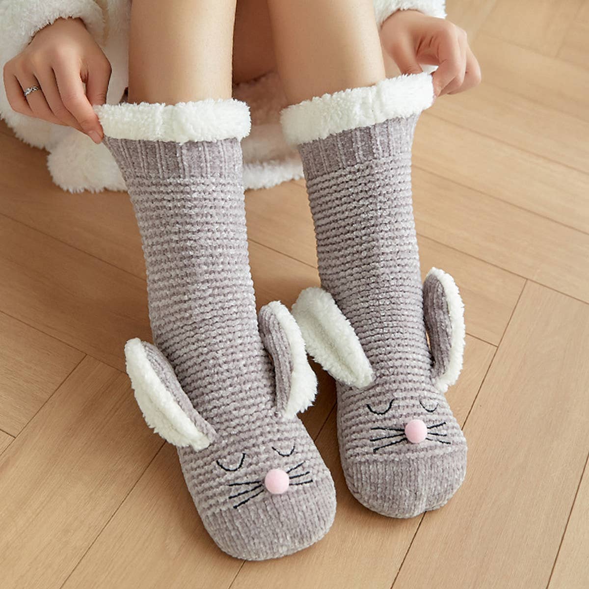 HOME RABBIT EARS WARM PLUSH INDOOR SLIPPERS