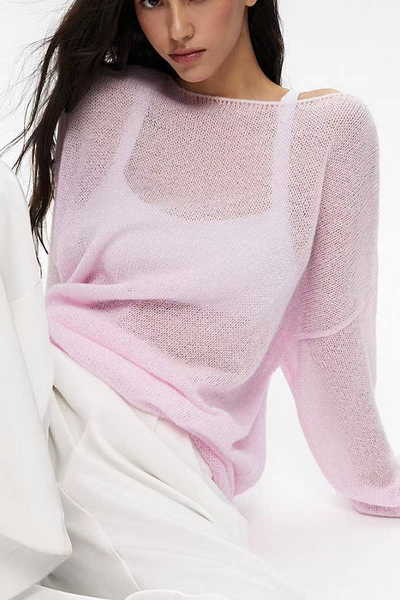 CWOSWL07647_SHEER MESH KNIT SWEATER LOOSE PULLOVER