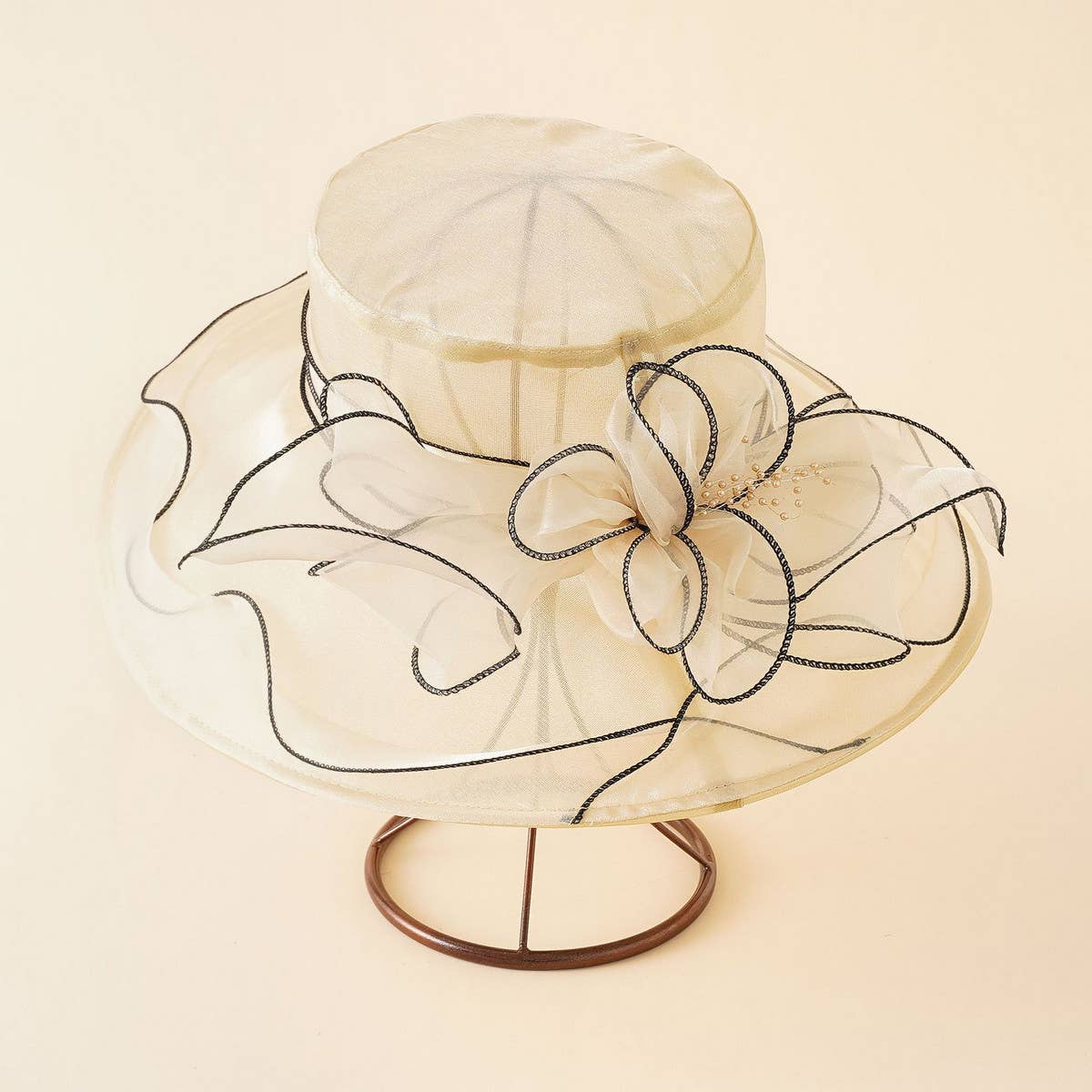 FLOWER MESH BEACH SUN HAT_CWAH1409