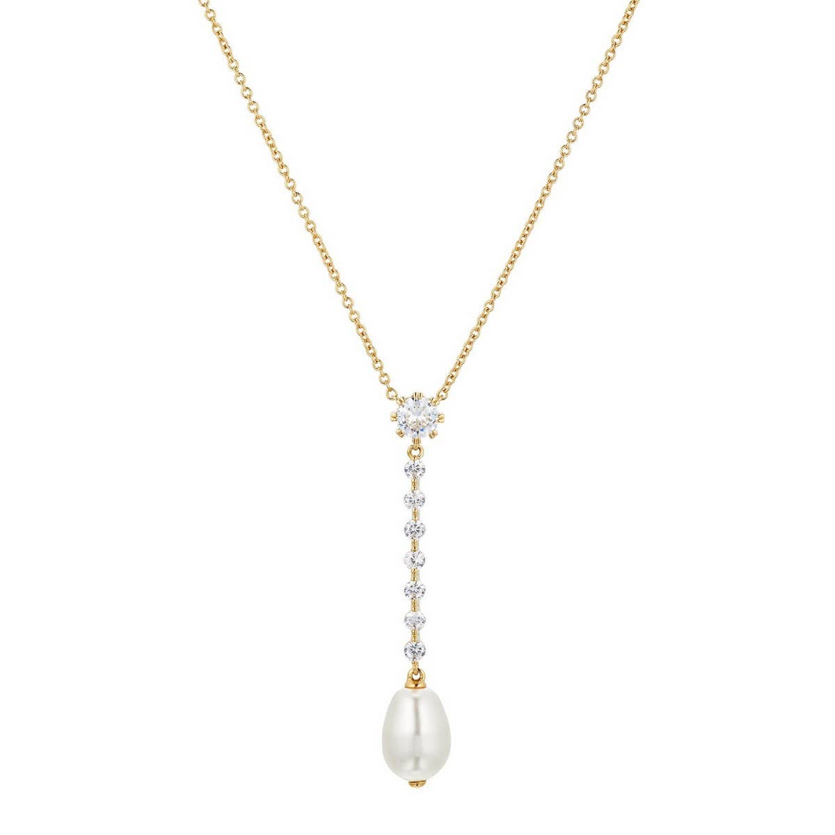 SIMPLE ZIRCON OVAL ROUND PENDANT NECKLACE_CWMM3790