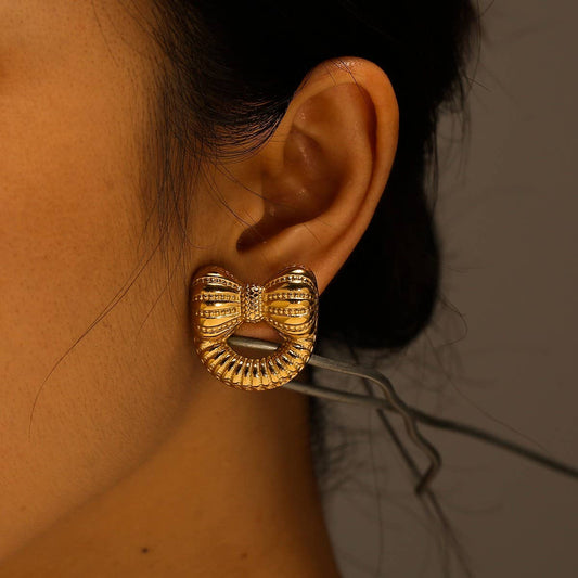 Original Design 18K Steel Bow Knot Earrings_CWMM8922