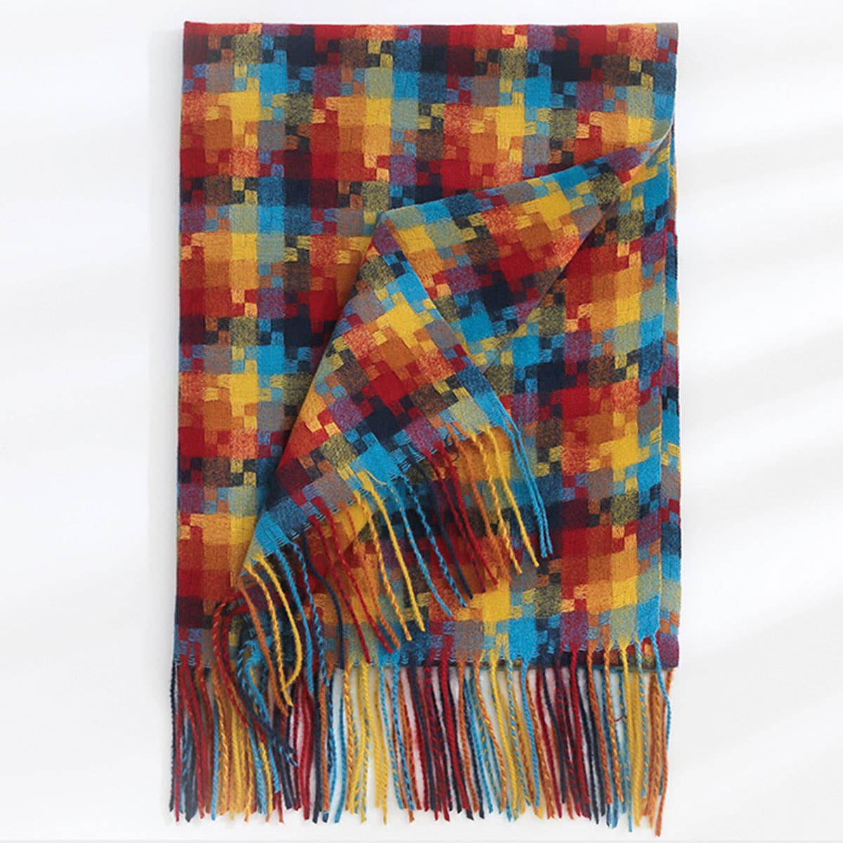 Plaid Fringe Scarf ??Trendy Winter Wrap_CWASC0199