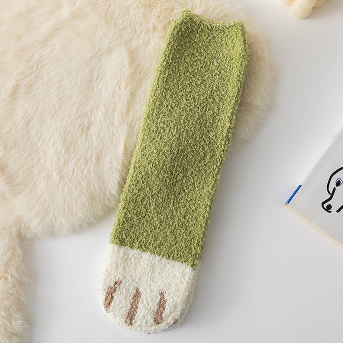 WOMEN PADDED CORAL FLEECE CAT CLAW SOCKS