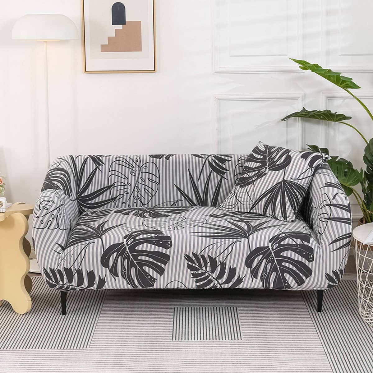 Stretch Sofa Cover, Solid Print, All-in-One Fit_CWMM8309