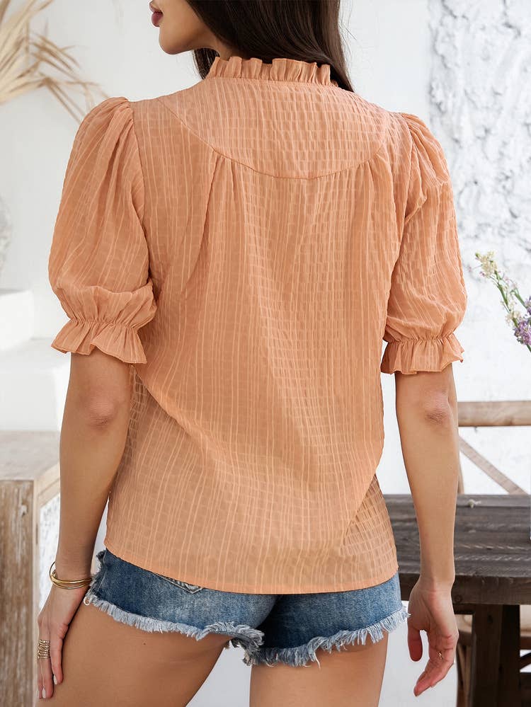 Temperament casual commuter flared sleeve top