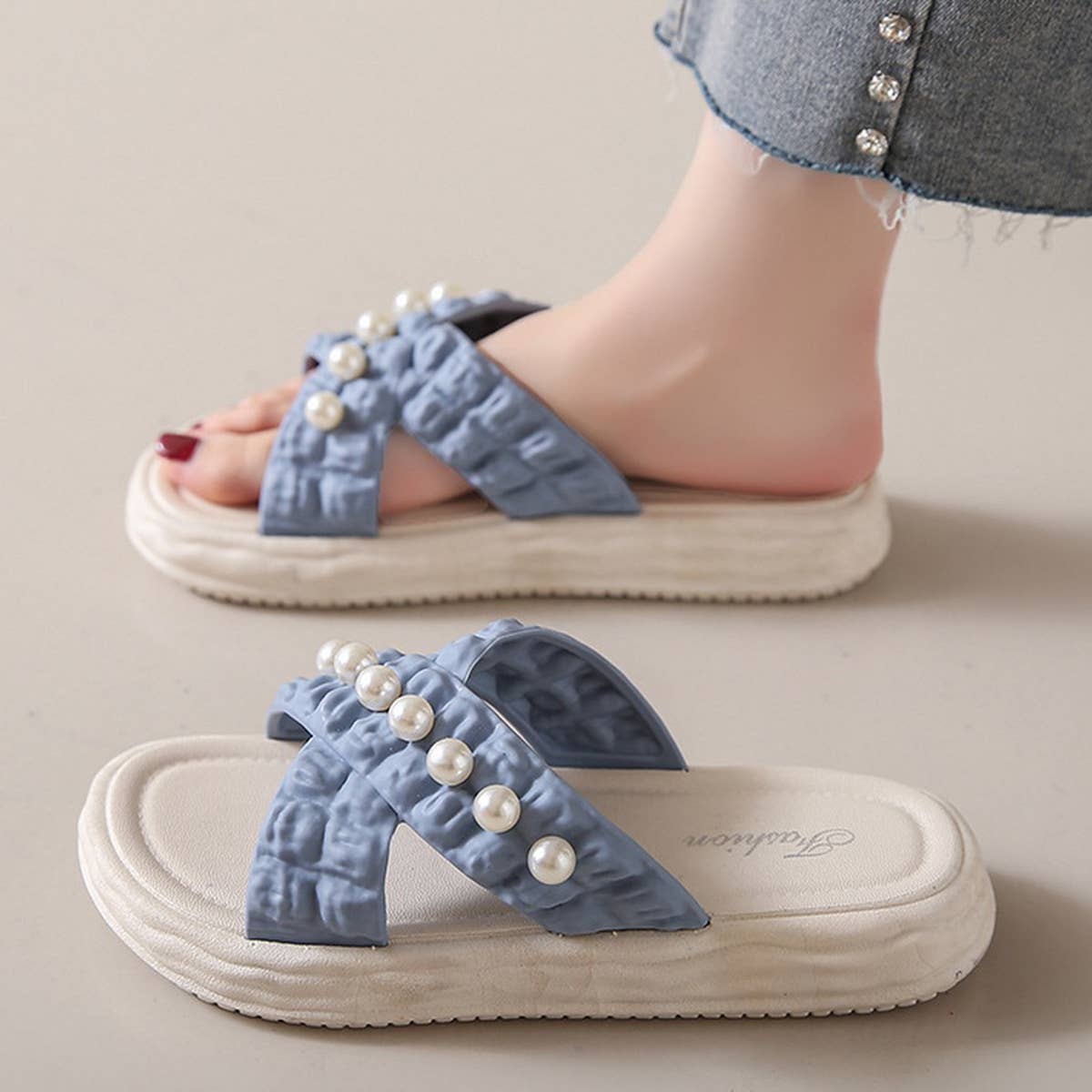 SUMMER BEACH SHOES PEARL CHAIN SANDALS_CWSHS0672