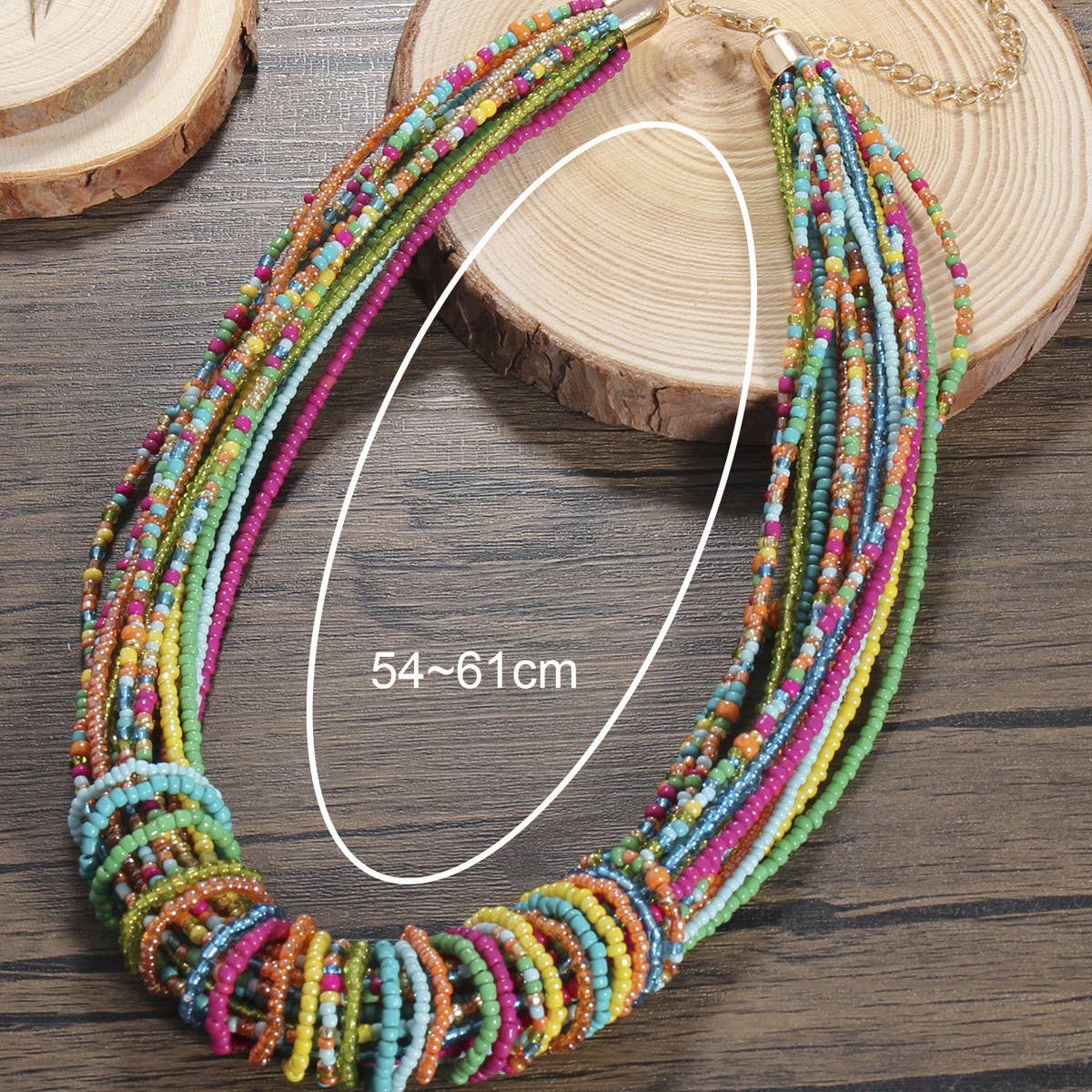 COLORFUL MULTI-LAYERED HANDMADE BEADED NECKLACE